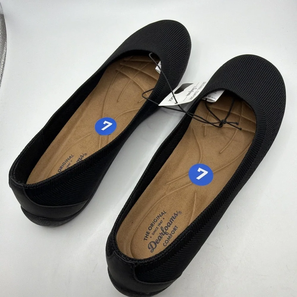 NWB The Original Dearfoams Comfort Women's Slip-On Flats Shoes Black Size 7 M‎